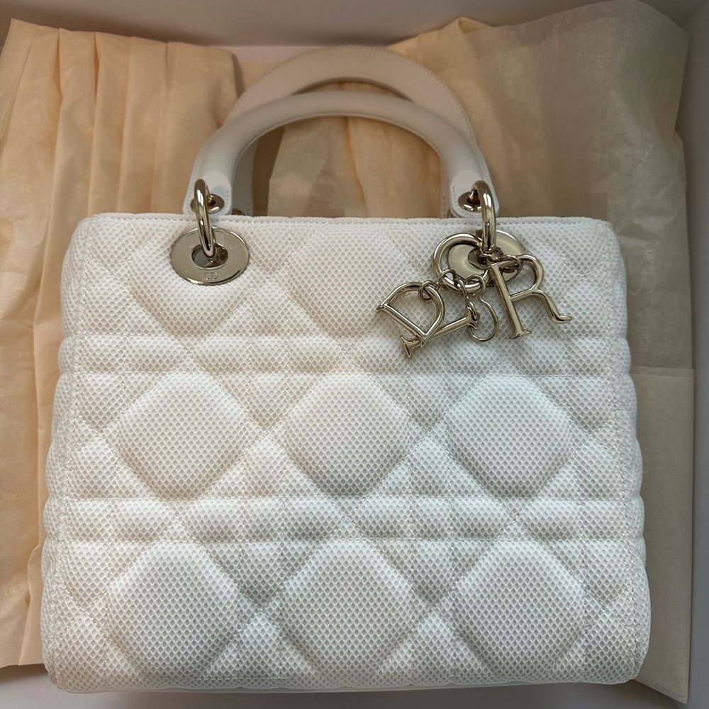 Dior Cannage bag - Mesh Medium White